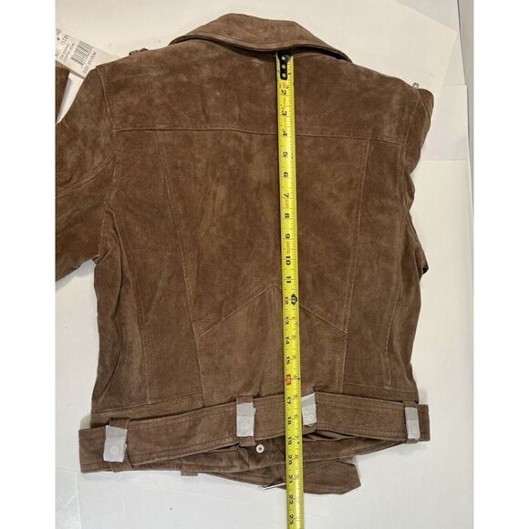 New Blank NYC Suede Moto Jacket Womens Medium Coffee Bean Brown Leather - Picture 13 of 13